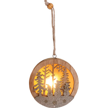 Новогоднее украшение MagicHome, Снеговик в шаре, LED, подвесное, МДФ, 8,5x2x8,5 см