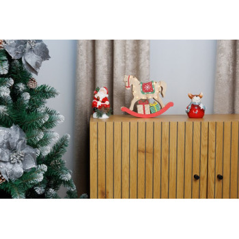 MagicHome Ziemassvētku rotājums, Koka zirgs, 12 LED, silti balts, 25x4x21 cm