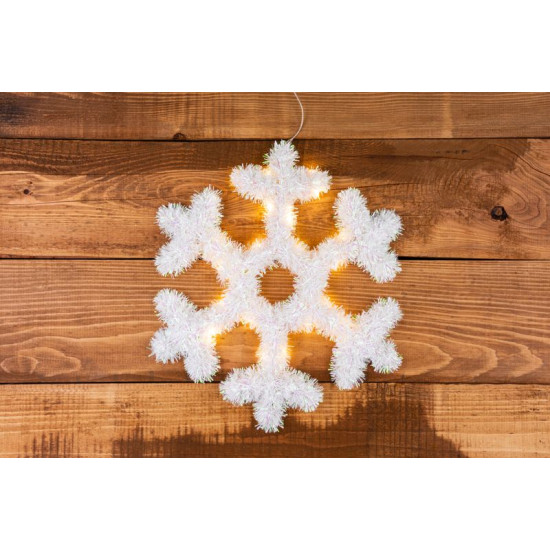 MagicHome Ziemassvētku sniegpārsla, 20 LED, silti balta, 2xAA, taimeris, 43 cm