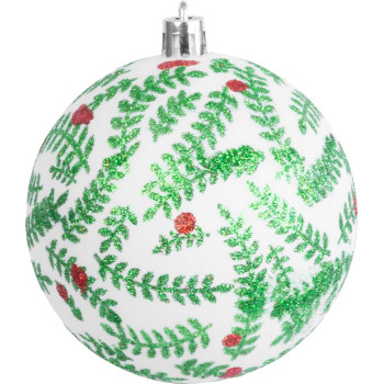 Рождественские шары MаgiсHome, белые с орнаментом, матовые,  на елку, 8 см, 6 шт.