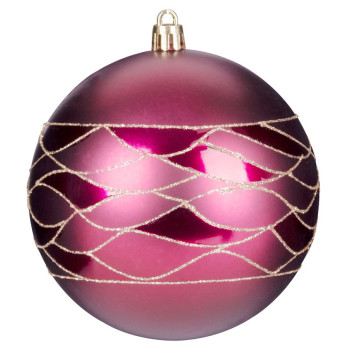 Рождественские шары MаgiсHome, бордовые, матовые, с декором, для елки, 10 см, 4 шт.