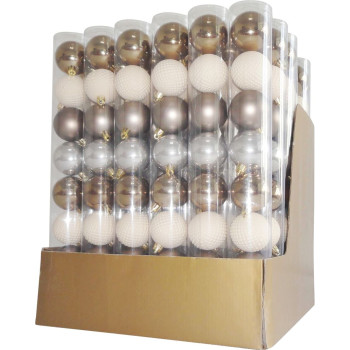 Рождественские шары MаgiсHome, 8 шт., бело-серебристо-бронзовые, для елки, 5 см, в коробке 36 туб.