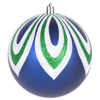 Рождественские шары MаgiсHome, синие, с декором, для елки, 10 см, 4 шт.