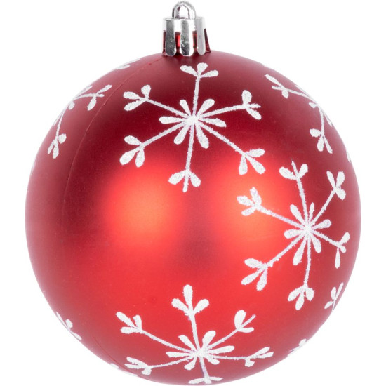 Рождественские шары MаgiсHome, 14 шт, красно-белые, с украшением, для елки, 8 см, в упаковке 24 тубы