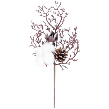 Рождественская веточка MаgiсHome, с хлопком и сосновой шишкой, 30 см