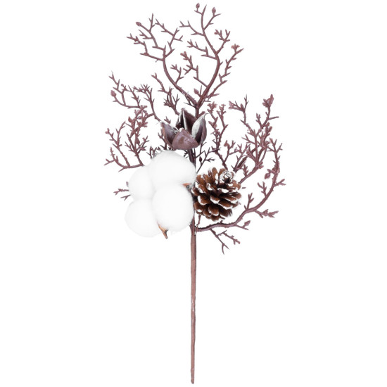 MagicHome Ziemassvētku zariņš, ar kokvilnu un čiekuru, 30 cm MagicHome Ziemassvētku zariņš, ar kokvilnu un čiekuru, 30 cm