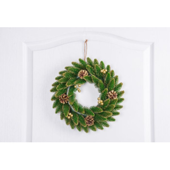 Рождественский венок MаgiсHome, натуральный, позолоченный, 33 см