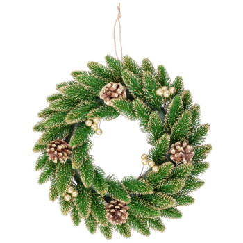 Рождественский венок MаgiсHome, натуральный, позолоченный, 33 см