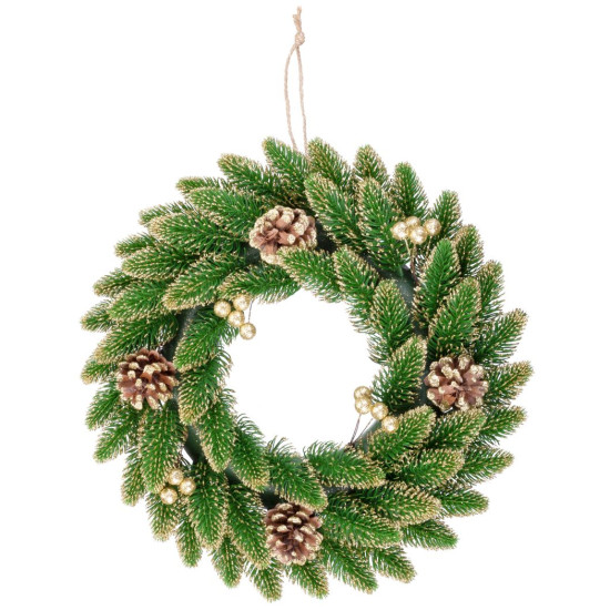 Рождественский венок MаgiсHome, натуральный, позолоченный, 33 см