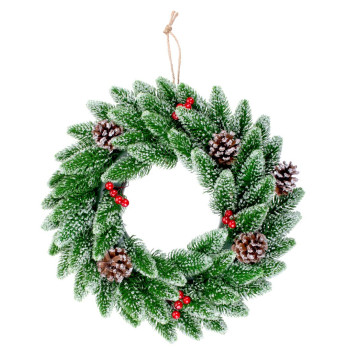 Рождественский венок MаgiсHome , с ягодами, заснеженный, 33 см