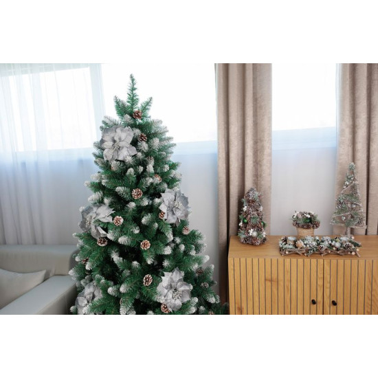 Flower MagicHome Christmas, Poinssetia, silver, stem, flower size: 35 cm