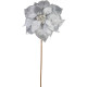 Flower MagicHome Christmas, Poinssetia, silver, stem, flower size: 35 cm