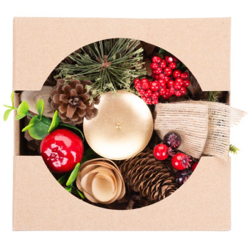 Рождественский подсвечник MаgiсHome, с шишками и бантиком, натуральный, 15 см