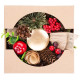 MagicHome Christmas candlestick, with bristles and bow, natural, 15 cm