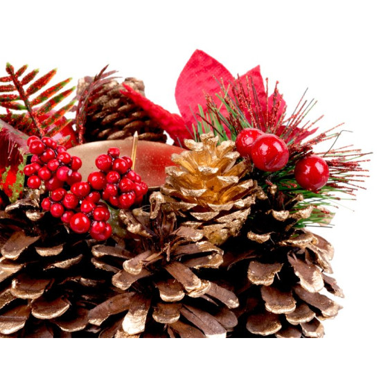 Рождественский подсвечник MаgiсHome , с ягодами и цветком, натуральный, 15 см