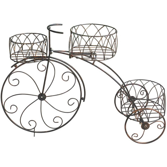 Strend Pro dekorācija, statīvs 3 puķu podiem, velosipēds