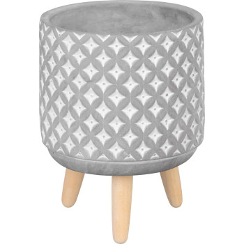 Dekorācija MagicHome, Puķu pods ar mozaīku, pelēks, cements, 13x13x12 cm Dekorācija MagicHome, Puķu pods ar mozaīku, pelēks, cements, 13x13x12 cm