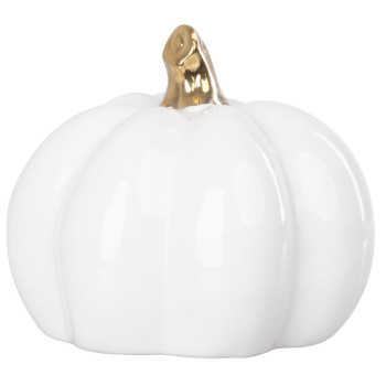 Dekorācija MagicHome ,Ķirbis ar zeltainu kātu, balts, porcelāns, 12,7x12,3x10,8 cm Dekorācija MagicHome ,Ķirbis ar zeltainu kātu, balts, porcelāns, 12,7x12,3x10,8 cm