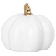 Dekorācija MagicHome ,Ķirbis ar zeltainu kātu, balts, porcelāns, 12,7x12,3x10,8 cm