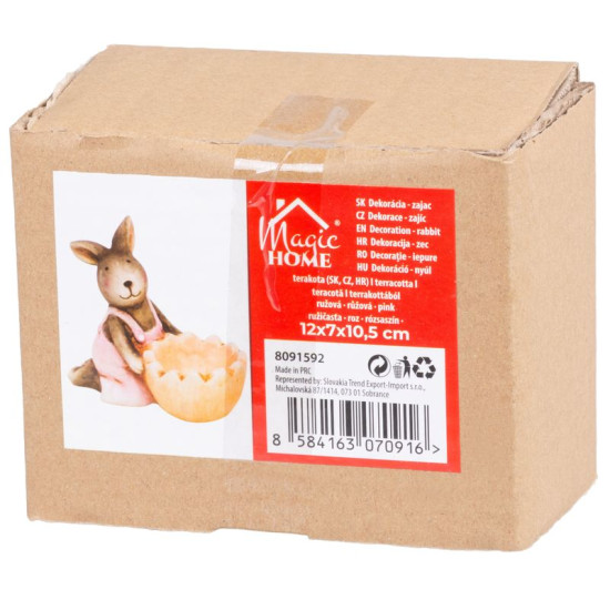 Декоративная садовая фигурка MаgiсHome, Кролик, розовый, теракота, 12x7x10,5 см