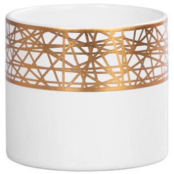 Dārza dekorācija MagicHome, puķu pods ar zelta ornamentu, balts, dolomīts, 16,8x16,8x14,7 cm Dārza dekorācija MagicHome, puķu pods ar zelta ornamentu, balts, dolomīts, 16,8x16,8x14,7 cm