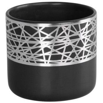 Dārza dekorācija MagicHome, puķu pods ar sudraba ornamentu, melns, dolomīts, 16,8x16,8x14,7 cm Dārza dekorācija MagicHome, puķu pods ar sudraba ornamentu, melns, dolomīts, 16,8x16,8x14,7 cm