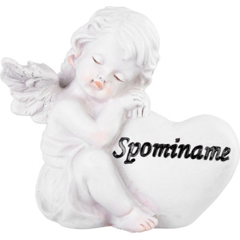 Dekorācija MagicHome, Eņģelis ar sirdi, polirezīns, kapam, 8,5x7,5x11,8 cm