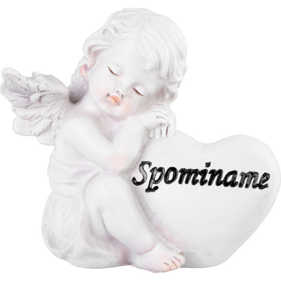 Украшение MagicHome, Ангел с сердцем, полирезина, на могилу, 8,5x7,5x11,8 см