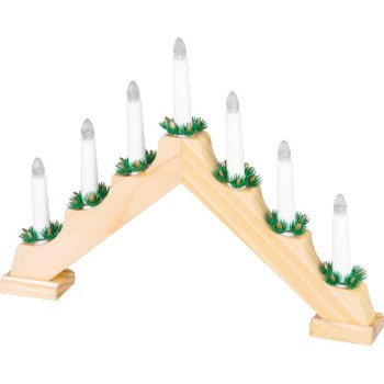 Рождественский подсвечник MagicHome, 7x LED теплый белый, имитация дерева, 2xAA,  39x4,5x29 см