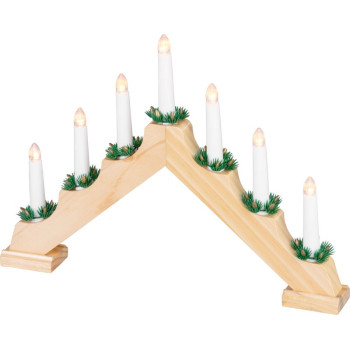 Рождественский подсвечник MagicHome, 7x LED теплый белый, имитация дерева, 2xAA,  39x4,5x29 см