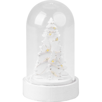 MagicHome Christmas decoration, white tree in a dome, LED, warm white, interior, 5.5x9 cm
