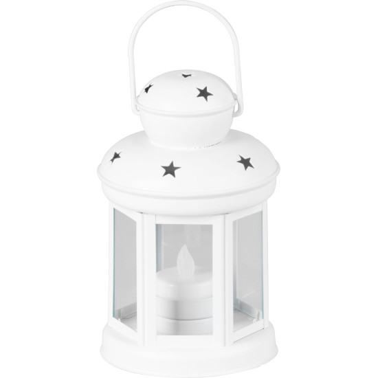 MagicHome Christmas lantern, white, with LED candle, warm white, 10x15/20 cm