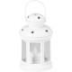 MagicHome Christmas lantern, white, with LED candle, warm white, 10x15/20 cm