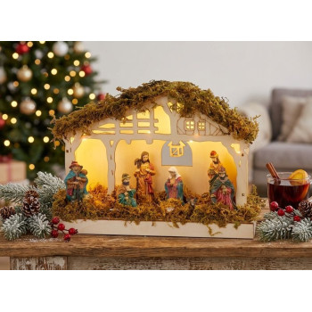 LED рождественское украшение MagicHome, Вифлеет, 5x LED теплый белый, 3xAA, внутренний, 26,3x7,3x19,2 см