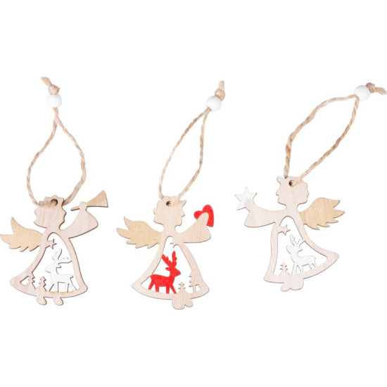 MagicHome Ziemassvētku rotājums, eņģelis, pakarināms, iepakojums. 9 gab., 5,5x7,5 cm