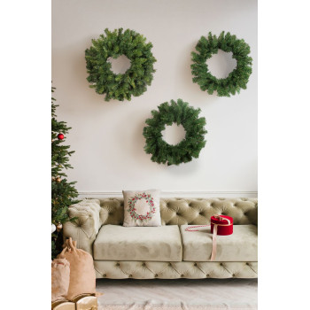 Рождественский венок MagicHome, натуральный, 45 см, 100 ветвей, очень толстый Рождественский венок MagicHome, натуральный, 45 см, 100 ветвей, очень толстый