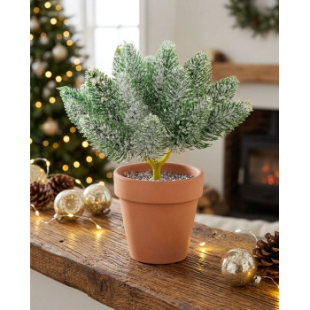 MagicHome Christmas decoration, twigs in a pot, snowy, 20 cm MagicHome Christmas decoration, twigs in a pot, snowy, 20 cm