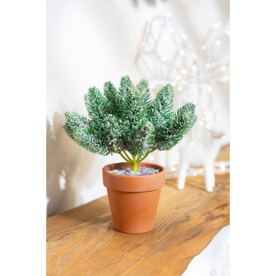 Декоративное  украшение MagicHome, веточки в горшке, снежные, 20 см