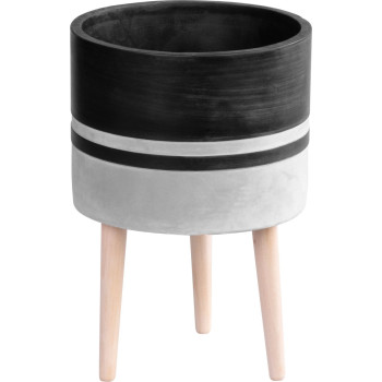 MagicHome Decoration, Цветочный горшок, светло/темно-серый, бетон, на ножках, 22x22x31 см