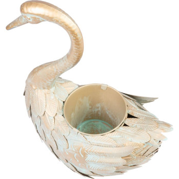 Dekorācija MagicHome Mecco, Zoss, metāla puķu pods, zelts, 35x18x43 cm Dekorācija MagicHome Mecco, Zoss, metāla puķu pods, zelts, 35x18x43 cm