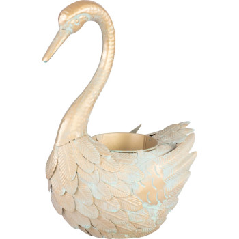 Dekorācija MagicHome Mecco, Zoss, metāla puķu pods, zelts, 35x18x43 cm