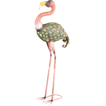 Dekorācija MagicHome Mecco, Flamingo, skārda, 37x19x85 cm