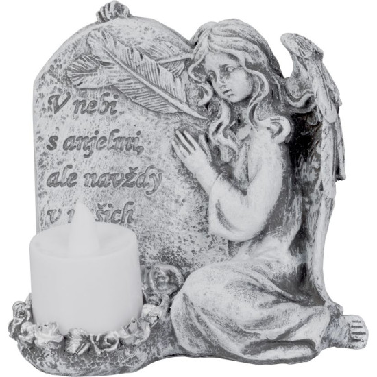 MagicУкрашение для дома, Ангел со свечой, LED, полирезин, кладбищенская, 12x8x12 см