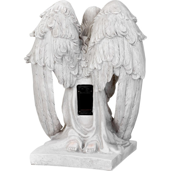 MagicHome dekorācija, Eņģelis ar krustu, LED, gumijota, kapu, 23,5x19,5x30,5 cm