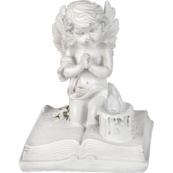 MagicHome dekorācija, Lūdzošais eņģelis uz grāmatas, LED, gumijota, kapu, 11,5x7,5x13,5 cm