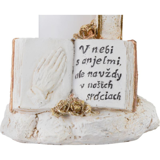 MagicHome dekorācija, Krusts ar sveci, LED, gumijota, kapu, 2xAA, 11,5x11,5x18 cm