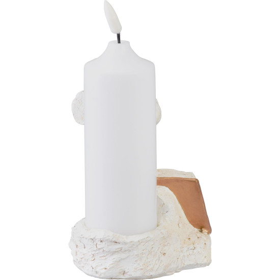 MagicHome dekorācija, Krusts ar sveci, LED, gumijota, kapu, 2xAA, 11,5x11,5x18 cm