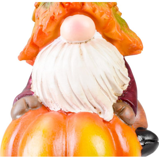 MagicHome Природный декор, Гномик на тыкве, полирезин, 10,3х11,5х18,5 см