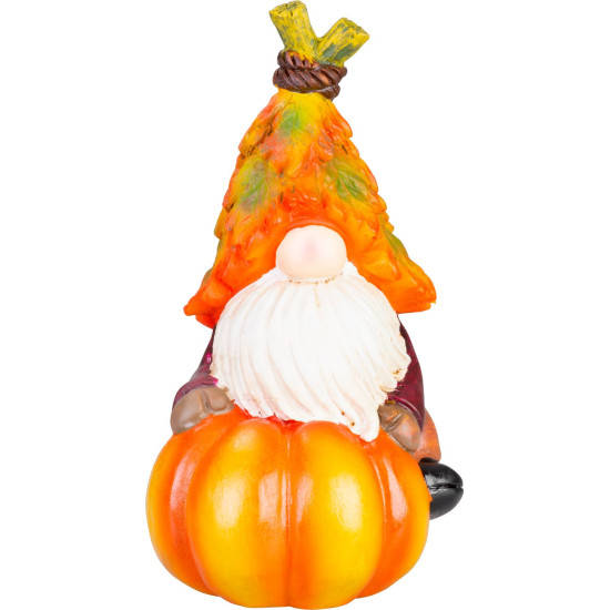 MagicHome Природный декор, Гномик на тыкве, полирезин, 10,3х11,5х18,5 см