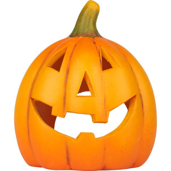 MagicHome Nature dekorācija, Smaidošs ķirbis, terakota, 13x10x15 cm